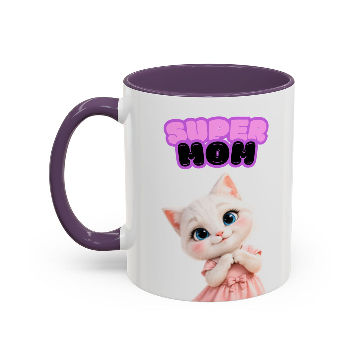Bella the Kitten "Super Mom" Accent Ceramic Mug