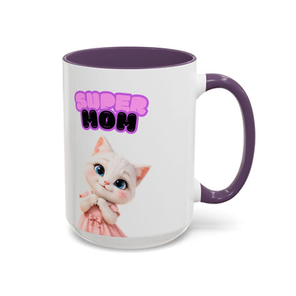 Bella the Kitten "Super Mom" Accent Ceramic Mug