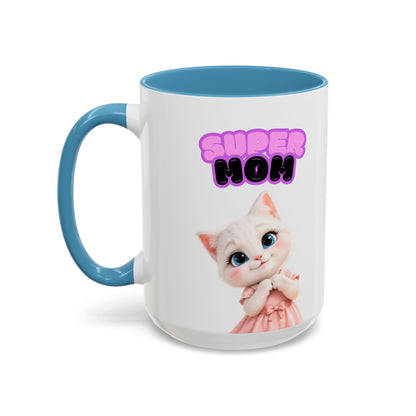 Bella the Kitten "Super Mom" Accent Ceramic Mug