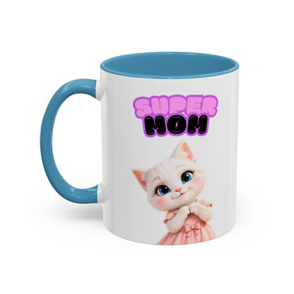 Bella the Kitten "Super Mom" Accent Ceramic Mug