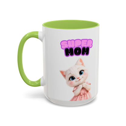 Bella the Kitten "Super Mom" Accent Ceramic Mug