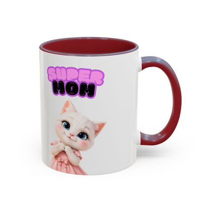 Bella the Kitten "Super Mom" Accent Ceramic Mug