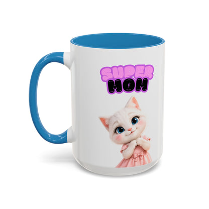 Bella the Kitten "Super Mom" Accent Ceramic Mug
