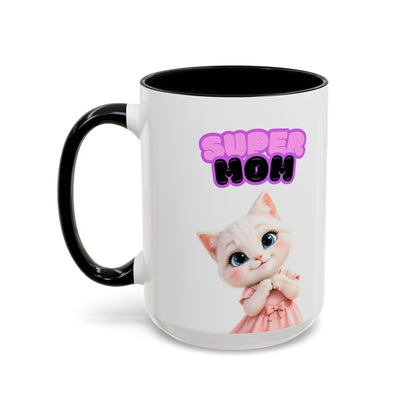 Bella the Kitten "Super Mom" Accent Ceramic Mug
