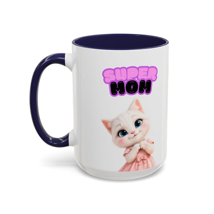 Bella the Kitten "Super Mom" Accent Ceramic Mug