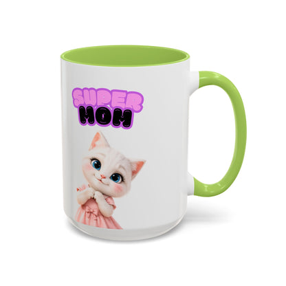 Bella the Kitten "Super Mom" Accent Ceramic Mug
