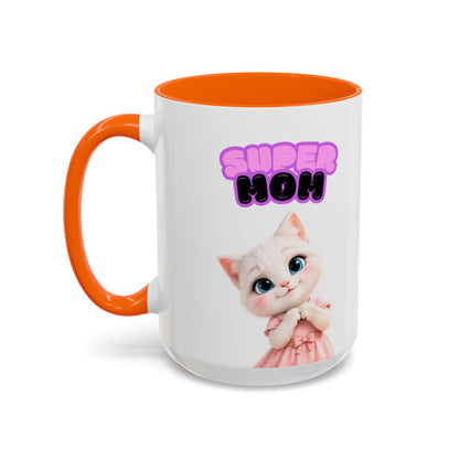 Bella the Kitten "Super Mom" Accent Ceramic Mug
