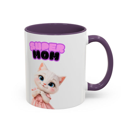Bella the Kitten "Super Mom" Accent Ceramic Mug