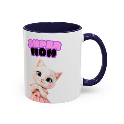 Bella the Kitten "Super Mom" Accent Ceramic Mug