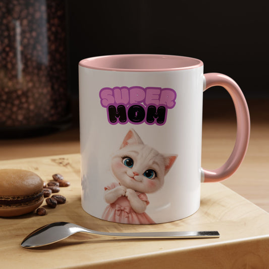 Bella the Kitten "Super Mom" Accent Ceramic Mug