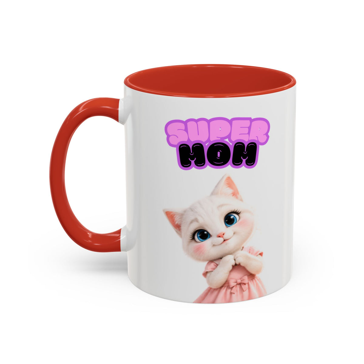 Bella the Kitten "Super Mom" Accent Ceramic Mug