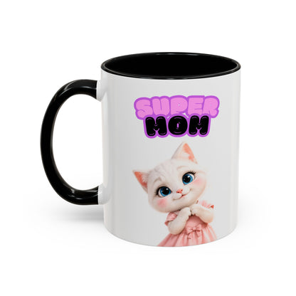 Bella the Kitten "Super Mom" Accent Ceramic Mug
