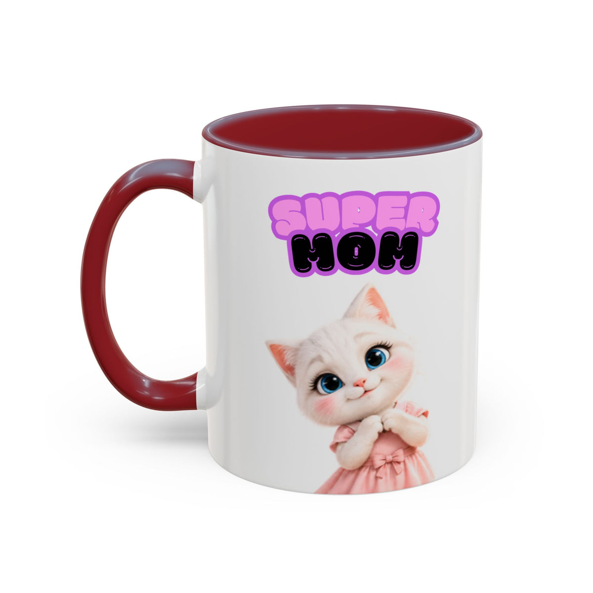 Bella the Kitten "Super Mom" Accent Ceramic Mug