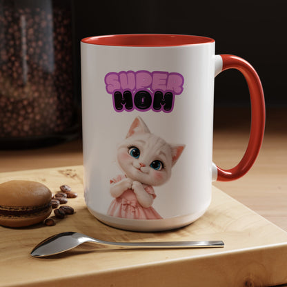 Bella the Kitten "Super Mom" Accent Ceramic Mug