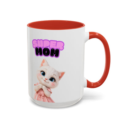 Bella the Kitten "Super Mom" Accent Ceramic Mug