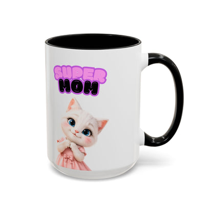 Bella the Kitten "Super Mom" Accent Ceramic Mug