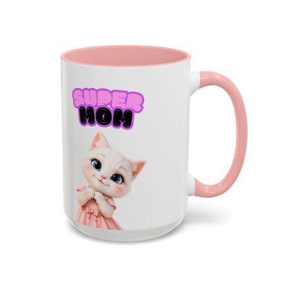 Bella the Kitten "Super Mom" Accent Ceramic Mug