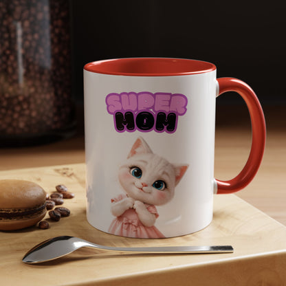 Bella the Kitten "Super Mom" Accent Ceramic Mug