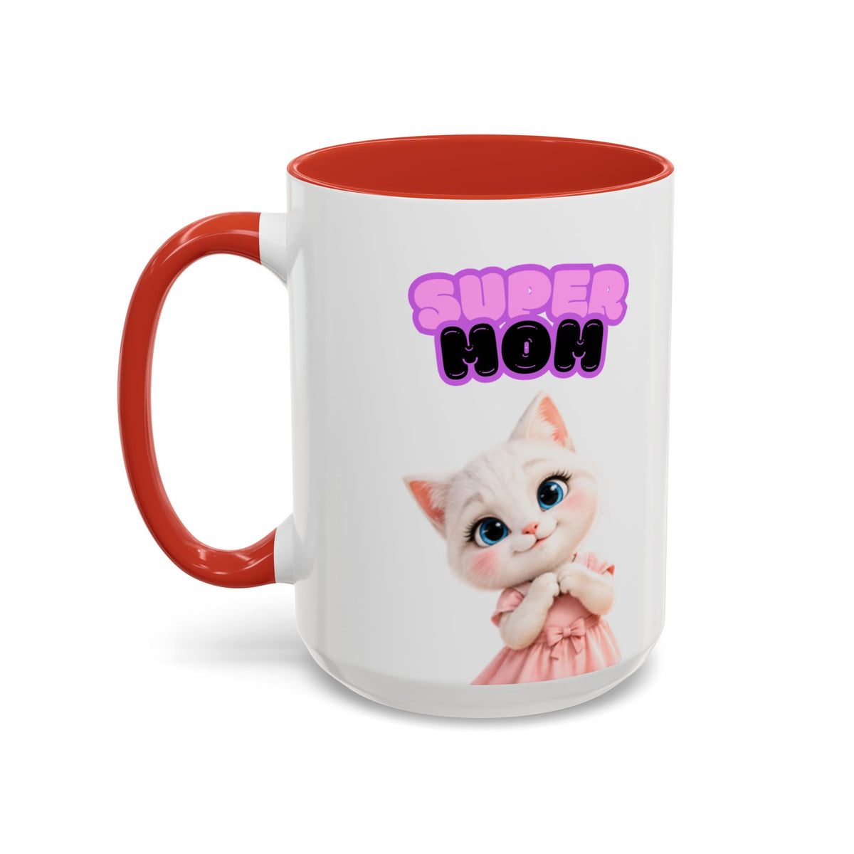 Bella the Kitten "Super Mom" Accent Ceramic Mug