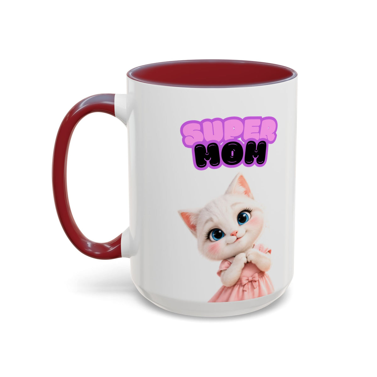Bella the Kitten "Super Mom" Accent Ceramic Mug