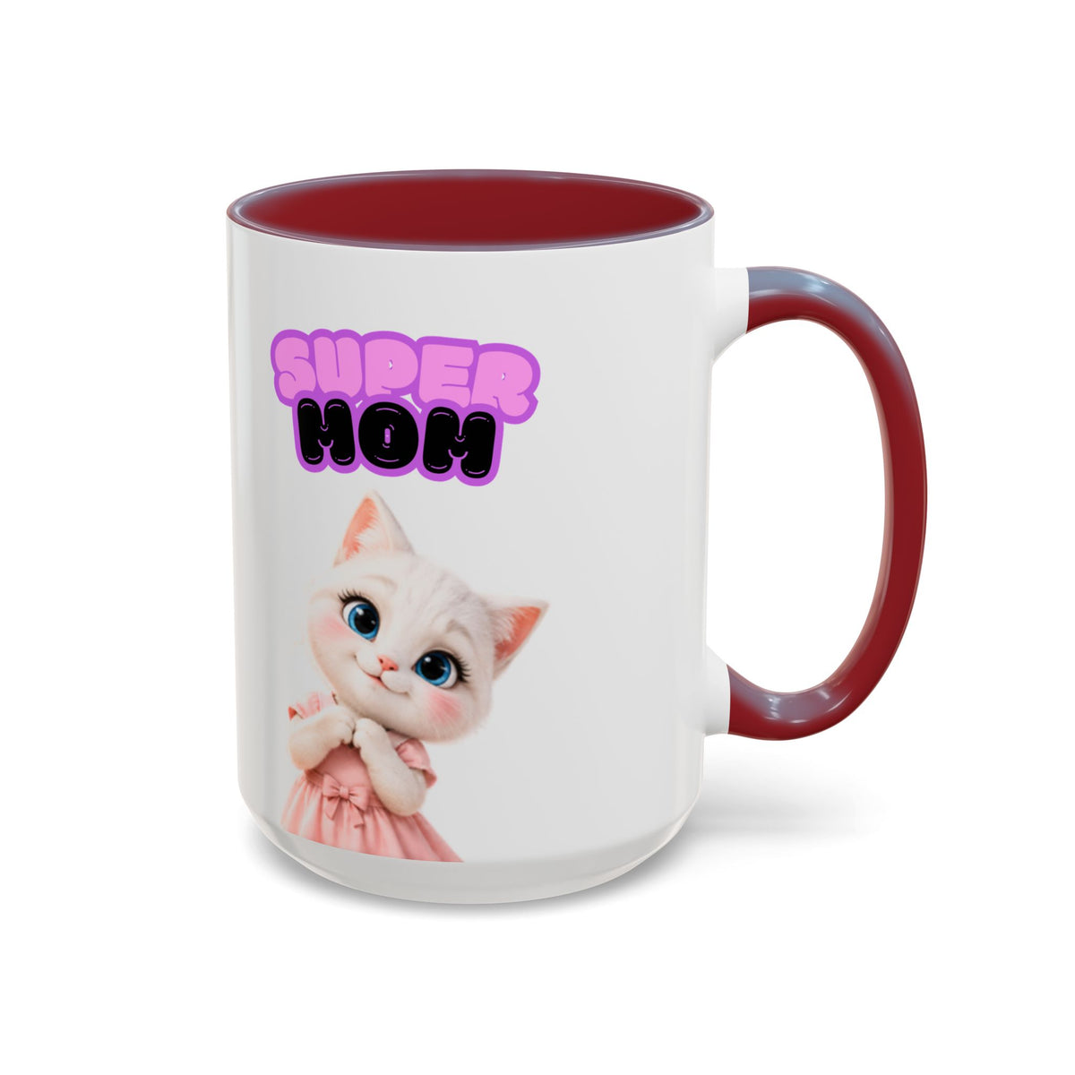Bella the Kitten "Super Mom" Accent Ceramic Mug