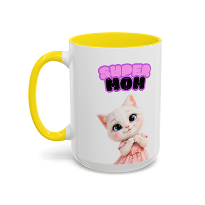Bella the Kitten "Super Mom" Accent Ceramic Mug