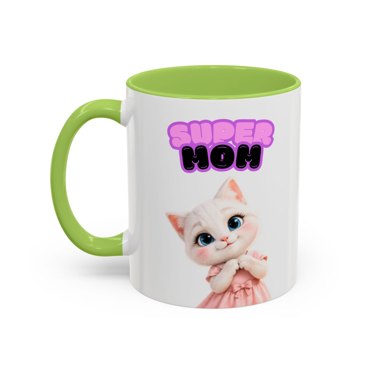 Bella the Kitten "Super Mom" Accent Ceramic Mug