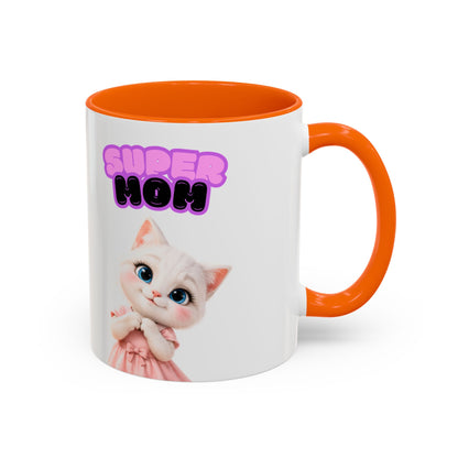 Bella the Kitten "Super Mom" Accent Ceramic Mug