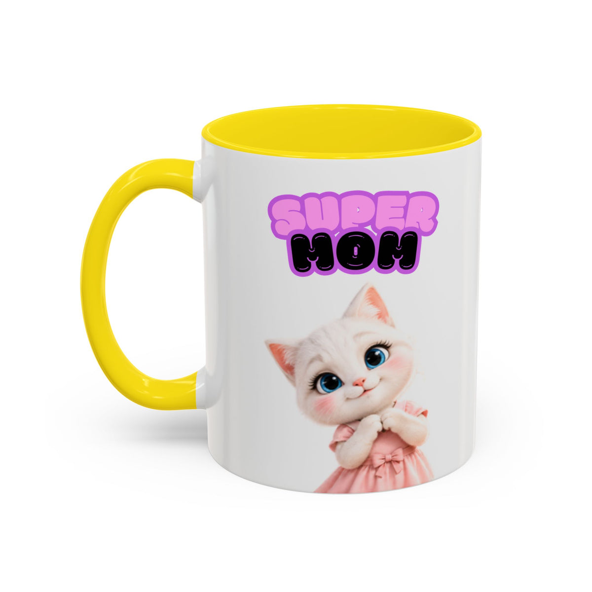 Bella the Kitten "Super Mom" Accent Ceramic Mug