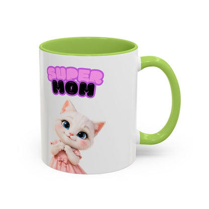 Bella the Kitten "Super Mom" Accent Ceramic Mug